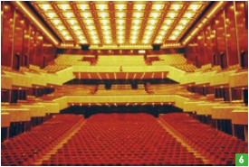The seating at the sumptuous National Concert Hall is arranged in three stepped tiers, with 2,070 plush seats.