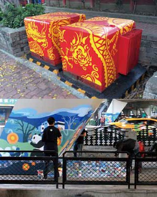 Painted transformers/Color paintings on the pillars of elevated bridges_2