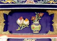 博古柱堵：花瓶、壽桃、桃子