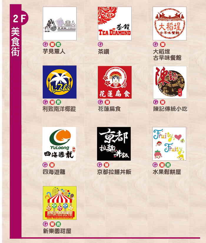 美食商品館2樓地圖-美食街 美食商品館2樓地圖-美食街