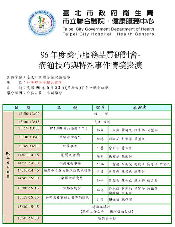 96年6月30日 藥事服務品質研討會