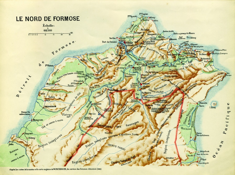 圖2.1884年清法戰爭期間所調繪之北臺灣山系水系圖