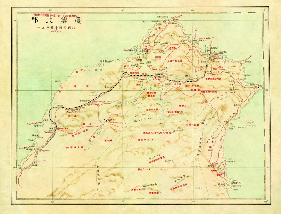 圖3. 1895年臺灣北部物產分布圖