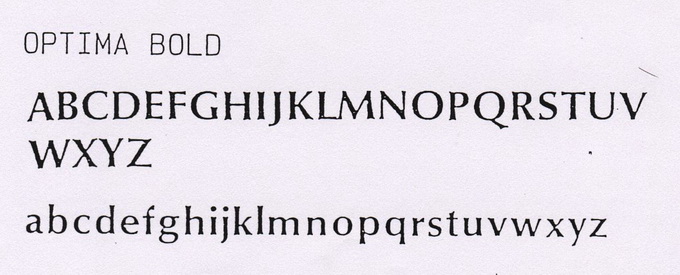 the english alphabet - in optima bold