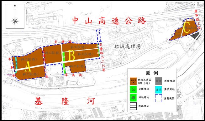 內湖區第九期擬辦市地重劃範圍及土地使用分區示意圖