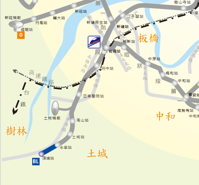 土城線延伸頂埔路線示意圖