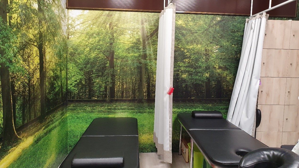 The interior of a local massage parlor