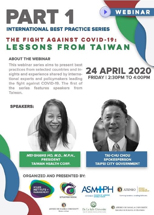 Poster of the Webinar “The Fight Against COVID-19: Lessons from Taiwan”. 