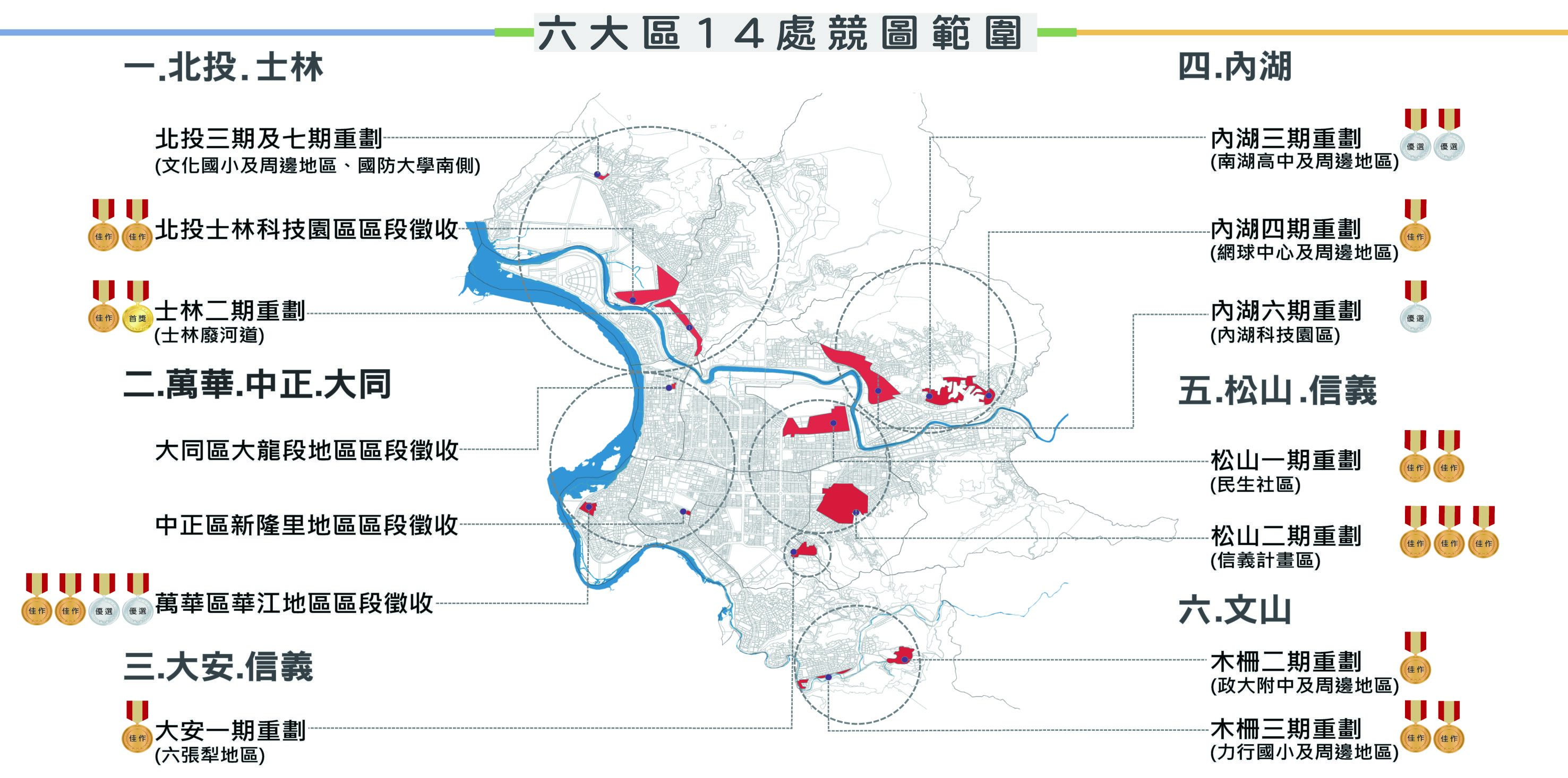 六大區14處競圖範圍