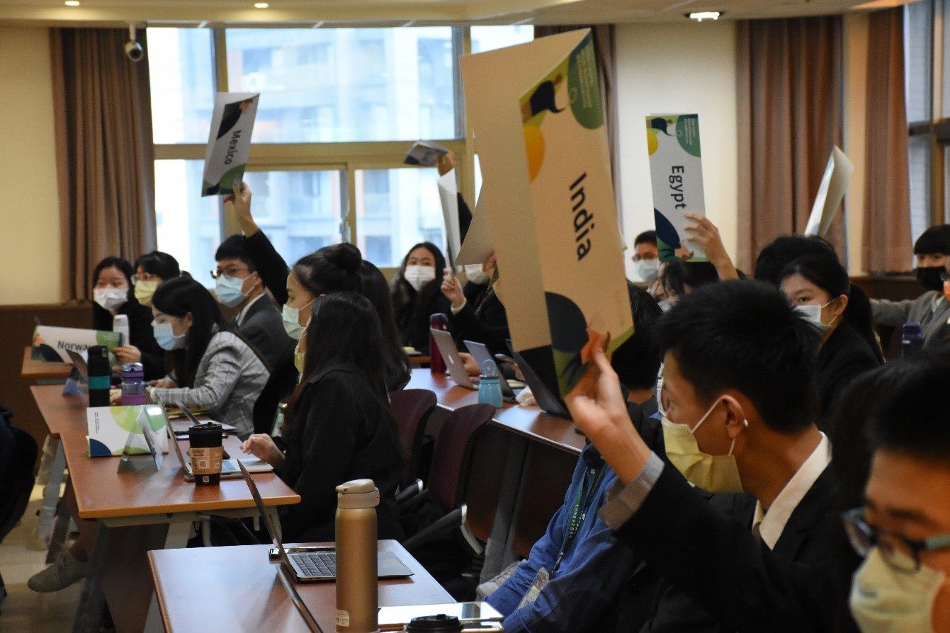 Students taking part in the Model UN workshop