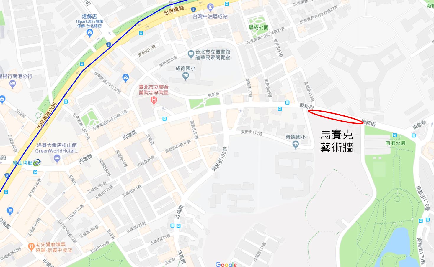 圖4馬賽克藝術牆位置圖