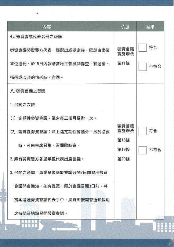 事業單位勞資會議自我檢視表第三頁