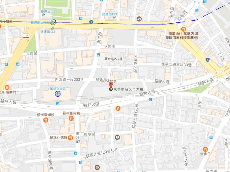 臺北市政府勞動局萬華車站大樓第二辦公室地點示意圖，地址:10851臺北市萬華區艋舺大道101號6樓西側、東側