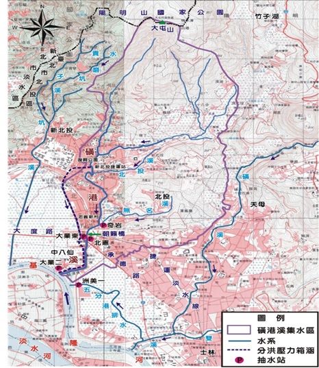 圖4-磺港溪地理位置及環境水系圖