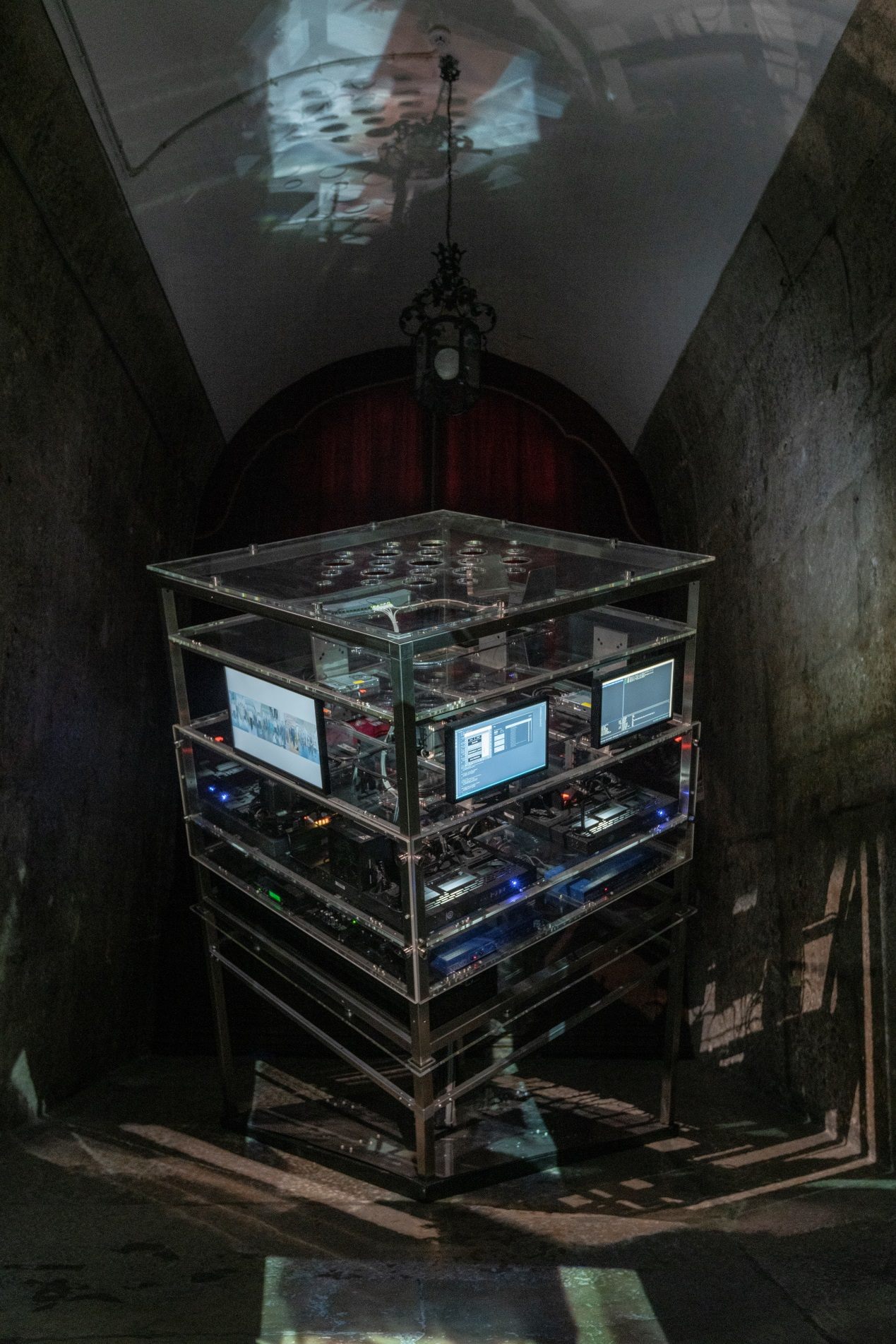 Taiwan’s artist Shu Lea Cheang’s solo exhibition in Taiwan Pavilion at the Venice Biennale uses this rotating projection tower.