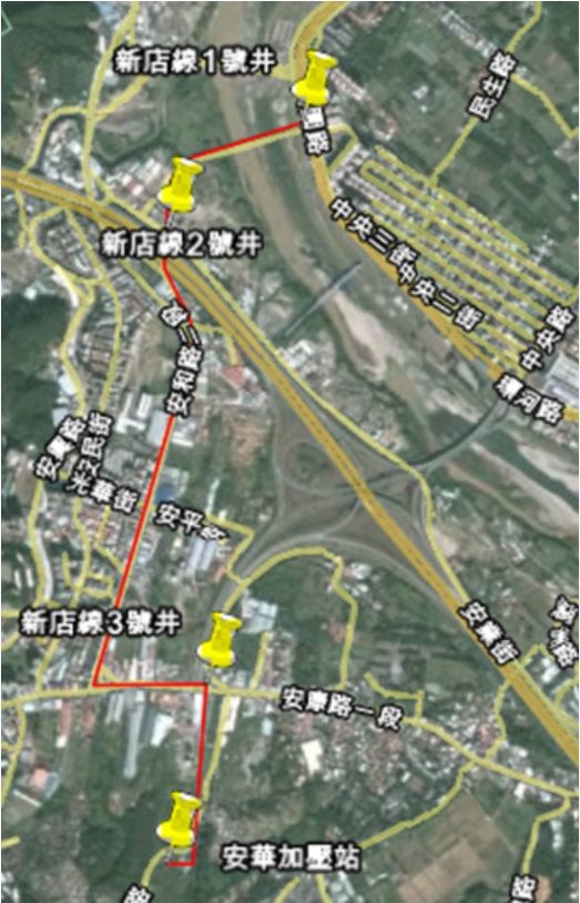 安華新店線送水管線平面圖