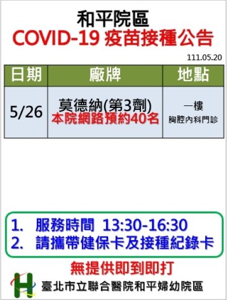 Covid-19疫苗公告