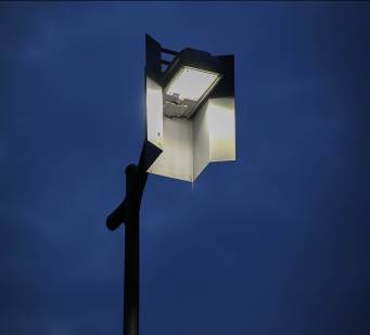 A hooded lamp post aimed at minimizing impact on fireflies