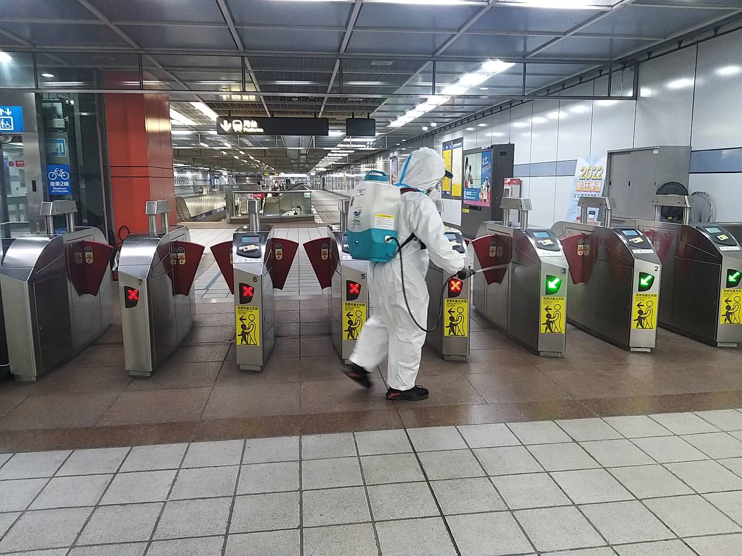 MRT Station being disinfected after closing