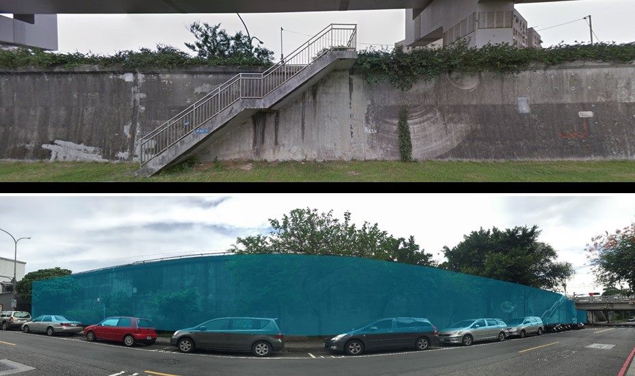 松河街堤外壁(上圖)及潭美街堤內壁(下圖) 松河街堤外壁(上圖)及潭美街堤內壁(下圖)